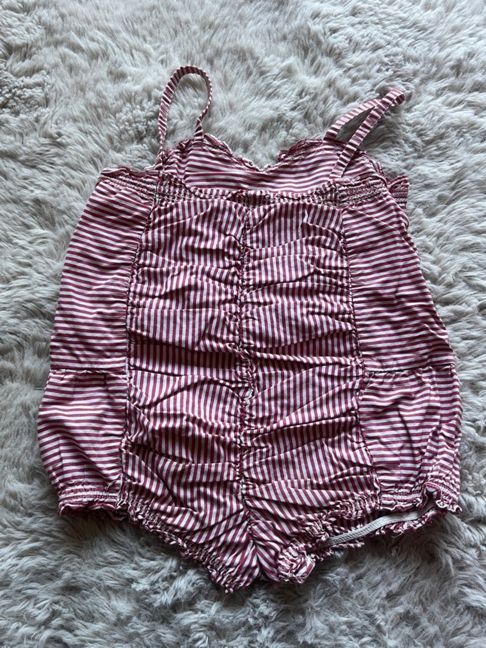 Striped red & white Ruffle Romper - Picture 2 of 5